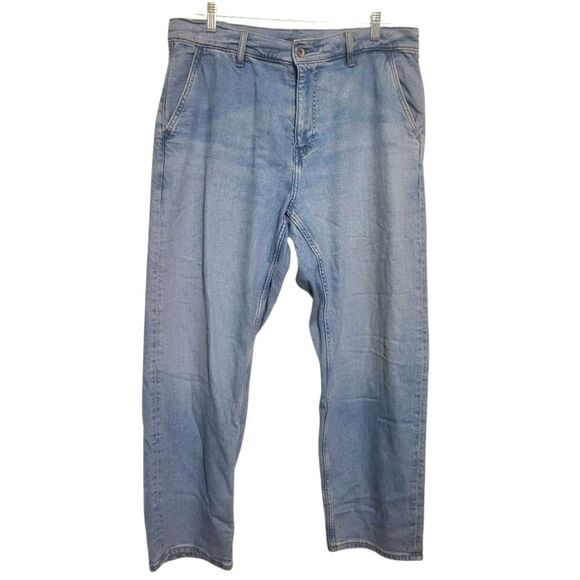 Uniqlo Relaxed Fit Light Blue Men's Drawstring Jeans, Waist 33-36 inches - Picture 1 of 8